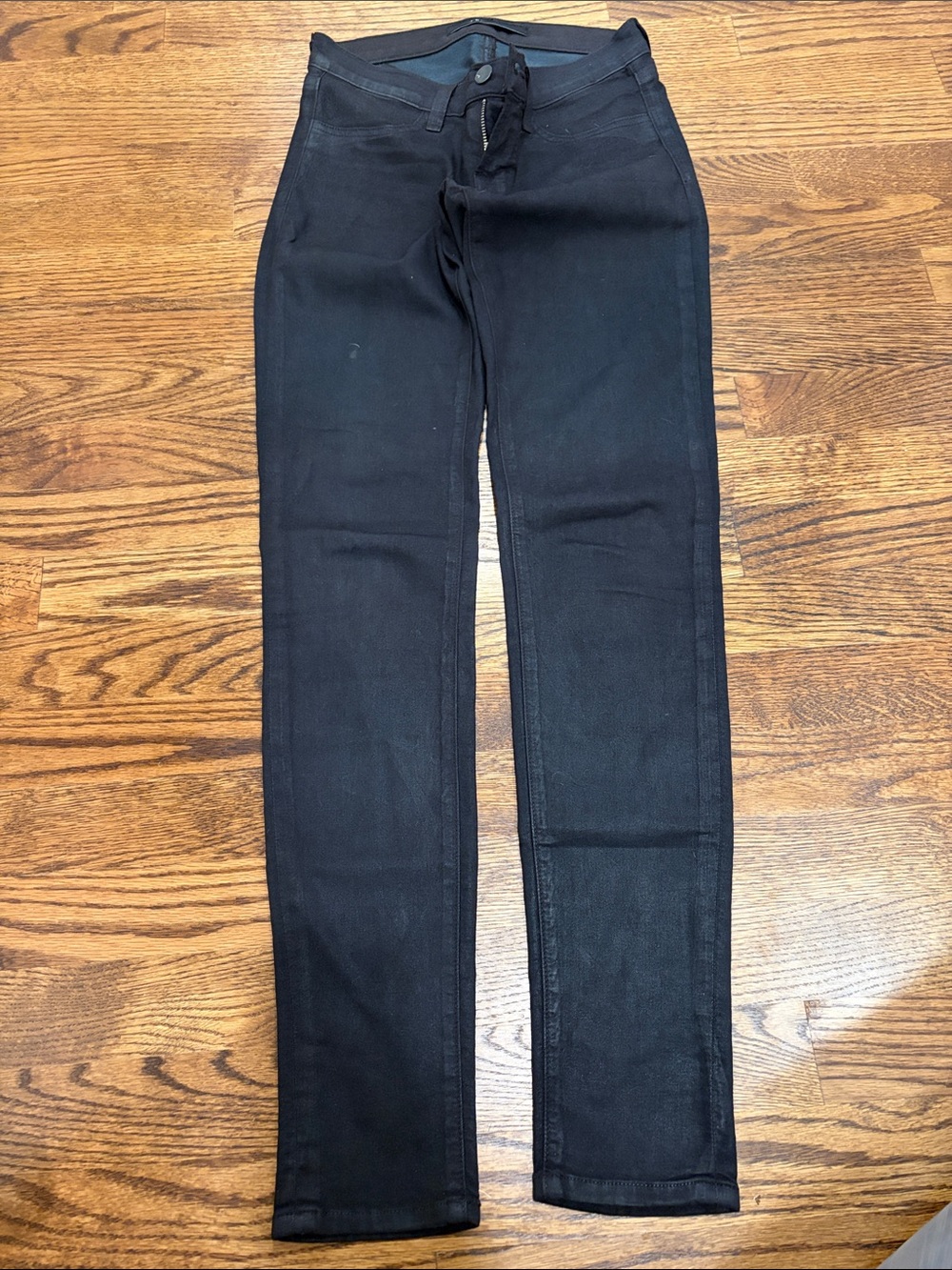 J Brand Black Wax Coated Skinny Jeans